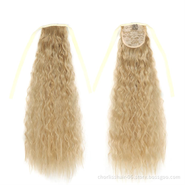 Hot Selling High Quality Long Straight Clip In Hair Tail False Hair Ponytail Hairpiece Wrap Around  Synthetic Hair Extension